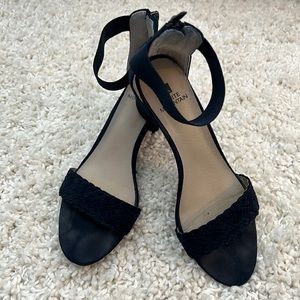 Navy Faux suede ankle strap heel